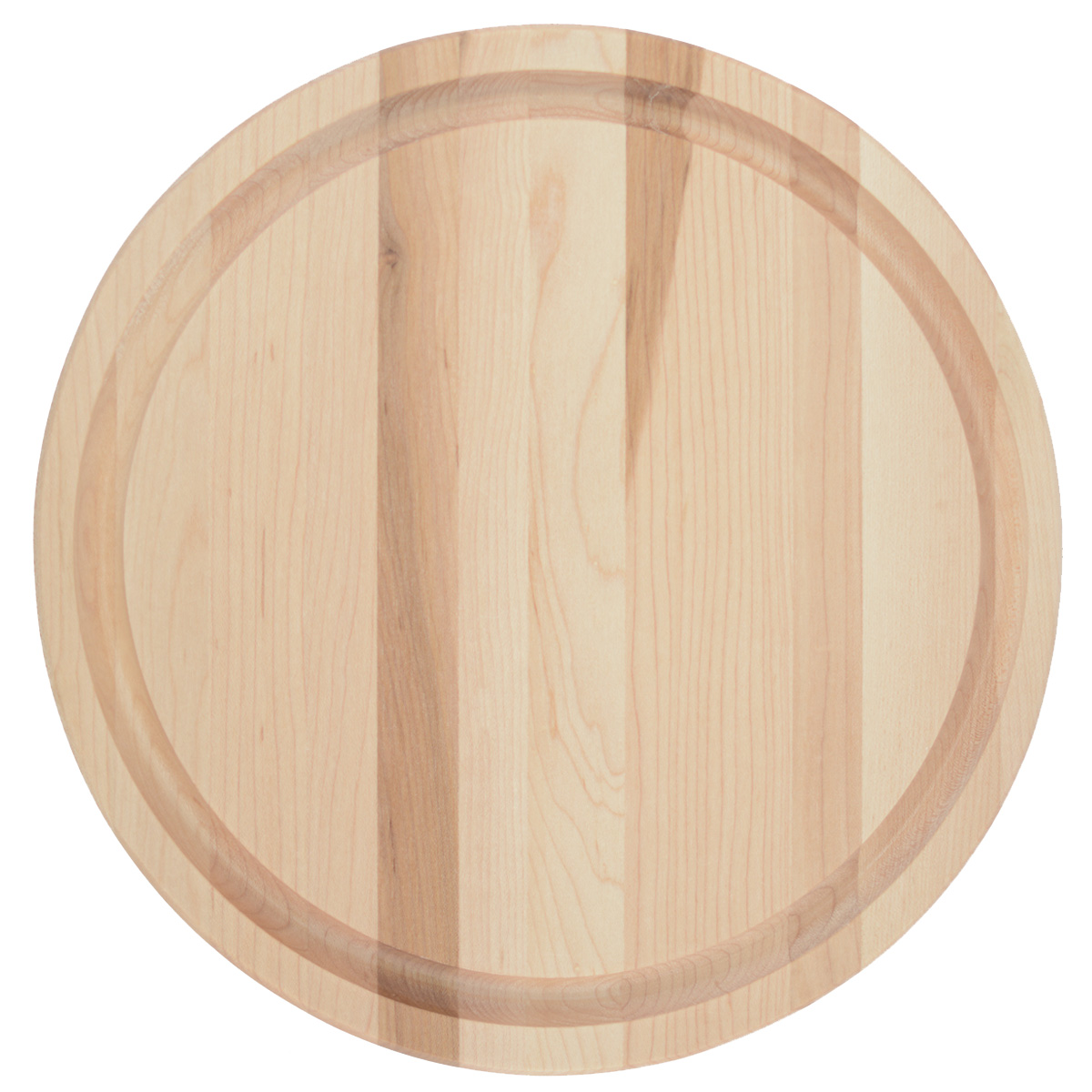 Petite planche ronde à rainure à jus — érable 11 po Petite planche à découper ronde en érable canadien avec rainure à jus, 11 po, sans poignée, vente en gros